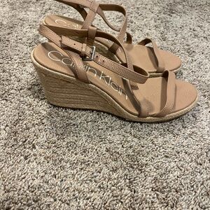 Calvin Klein Women's Beige Wedge Sandals 7.5